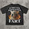 Maglietta Stampata Meme Gatto Divertente Fart Gatto Vintage Abbigliamento Donna Moda Manica Corta Casual Maglietta da Donna Top Abbigliamento