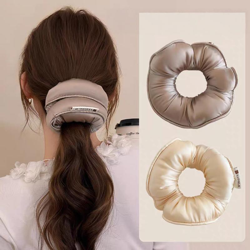 Sponge Sleep Elastic Ponytail Holder Hair Scrunchies For Women Hair Accessories Girls Soft Solid Satin Filled Cotton Big Bands