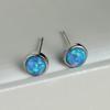 Hot push platinum blue round stud earrings, simple and shining personality trend niche versatile luxury earrings
