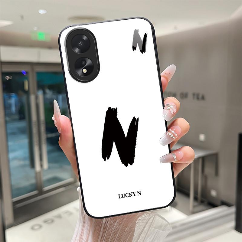 Phone Case For OPPO A18 A38 A58 A78 Back Covers Lucky Letter Protective Case For OPPOA18 OPPOA38 Tempered Glass Soft TPU Shell