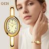 Reloj Pulsera GEDI Dorado Ovalado para Mujer con Números Romanos, Esfera Incrustada con Diamantes y Diseño de Lujo Ligero de Cuarzo
