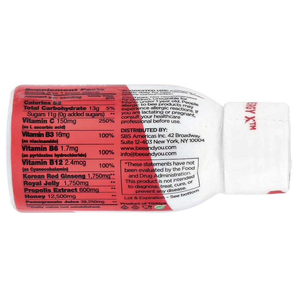 Bee & You, Energyx™ Shot, Caffeine Free, 50 Ml (1.69 Fl Oz)