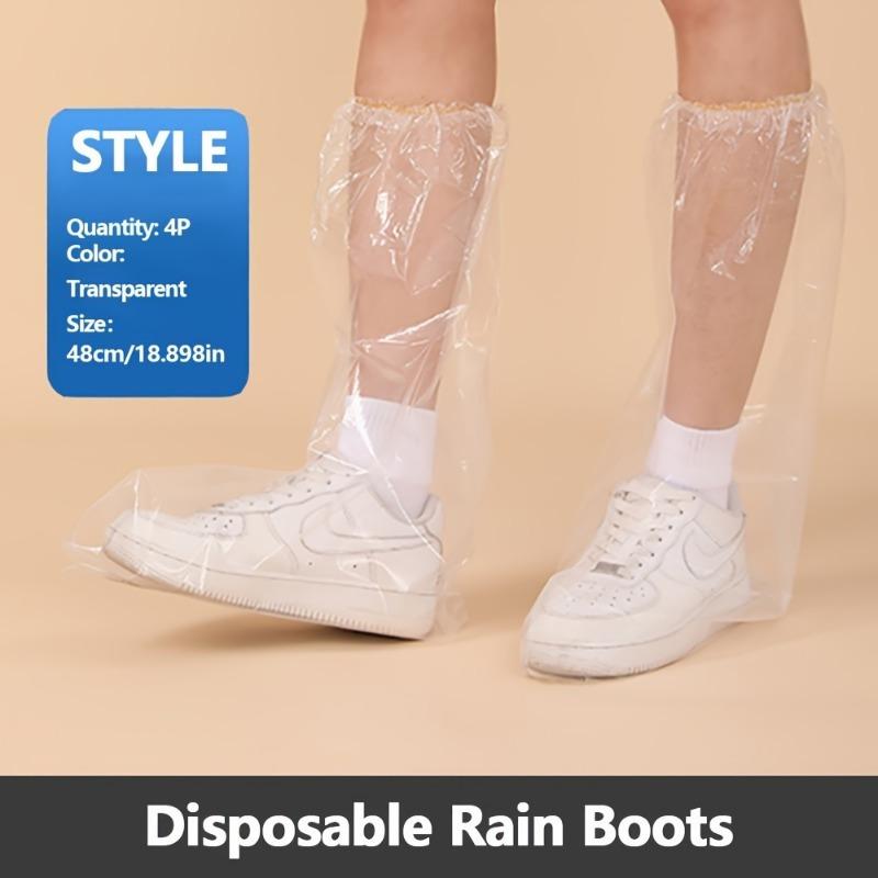 4pcs Disposable Rain Boot Covers - Durable, Slip-Resistant Shoe Protectors for Rainy Days, Keeps Feet Dry & Clean