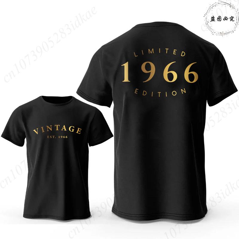 Vintage Est 1966 Limited Edition 60th Birthday Tees Mens Oversized O Neck Short Sleeve Tshirts Fashion Graphic Male Clothing