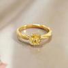 Small Sugar Cube Yellow Zircon Ring Women's Niche Design Ins Cold Wind Fashion Open Ring