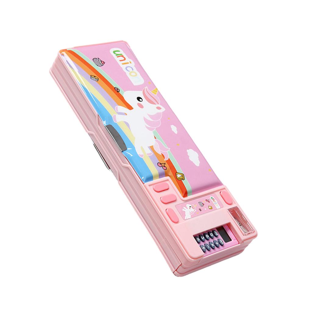 Multifunktionales Mäppchen mit Taschenrechner und Anspitzer, Cartoon-Stiftbox, Mäppchen mit großer Kapazität für Schülerkinder