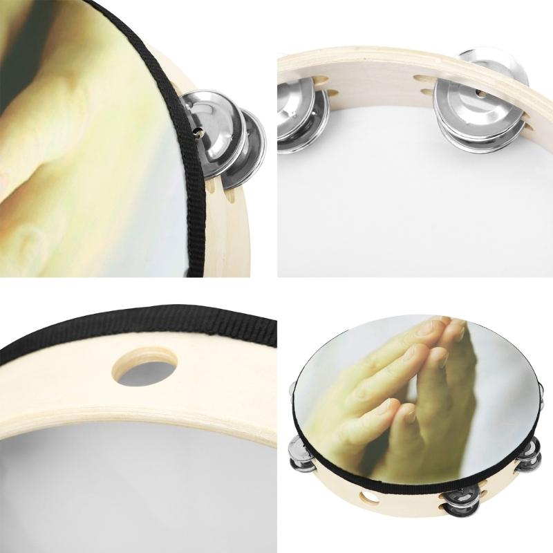  Bells Drum Handheld Tambourine Freestyles Hand Bells Musical Percussion Instrument for Family Party Child Tambourine
