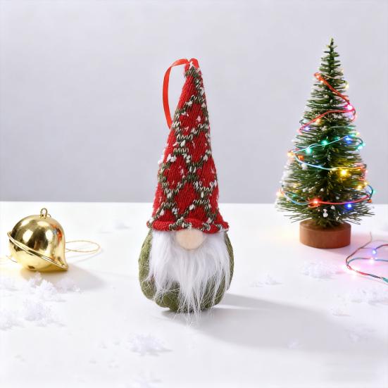 Vánoční skřítek závěsná ozdoba ručně vyrobená pletená čepice bez tváře trpaslík elf plyšová panenka zimní sváteční párty vánoční stromek závěsná dekorace