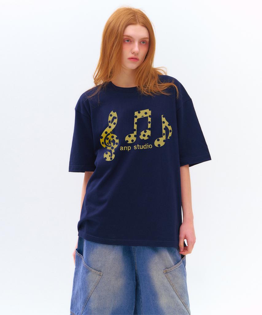 NP STUDIO Sound Note Oversized Short Sleeve T-Shirt [ 2 Colors ]