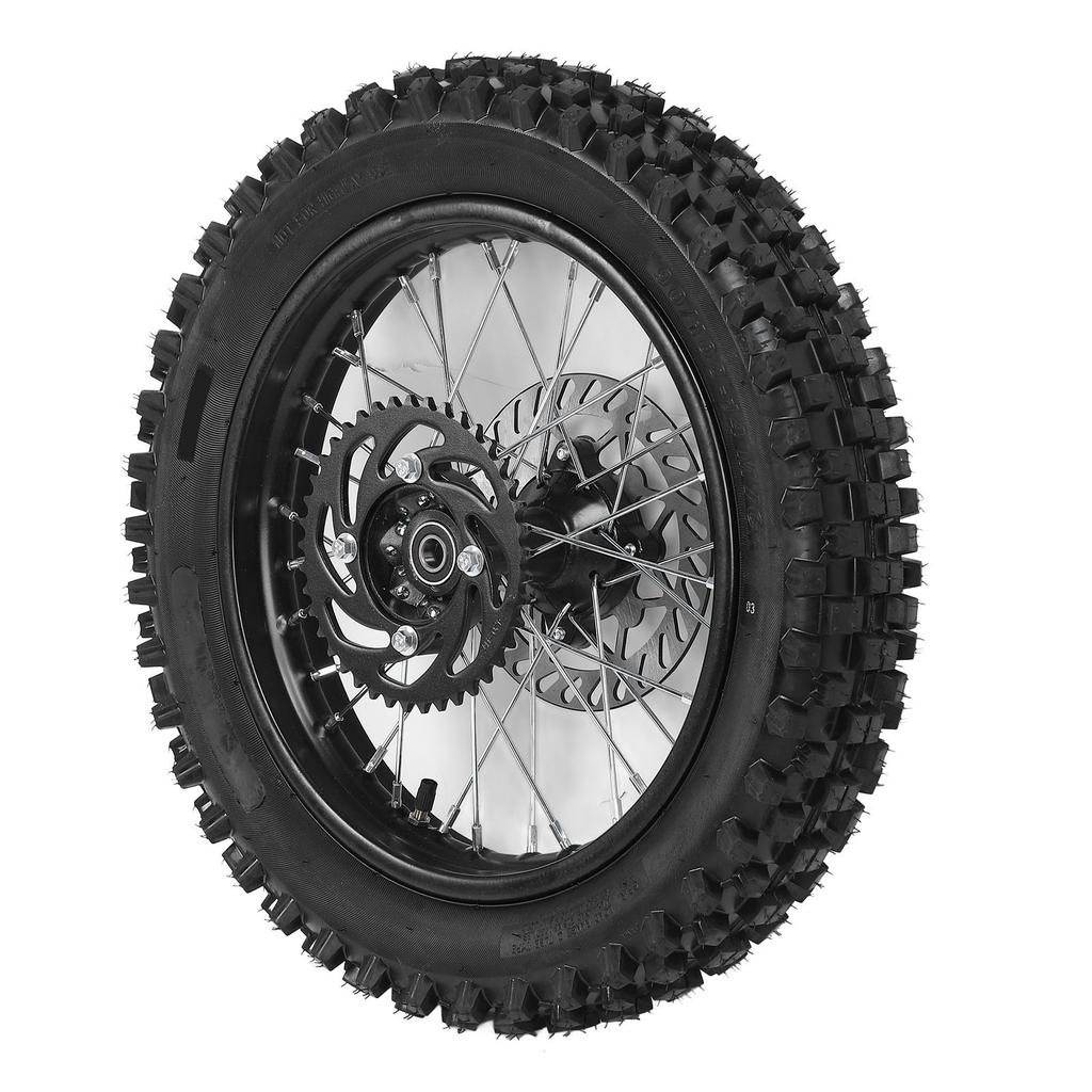 14in Rear Wheel Rim Tire Assembly with Rotor and Sprocket 90 100 14 15mm Shaft Enhanced Grip Replacement for Tao Kayo