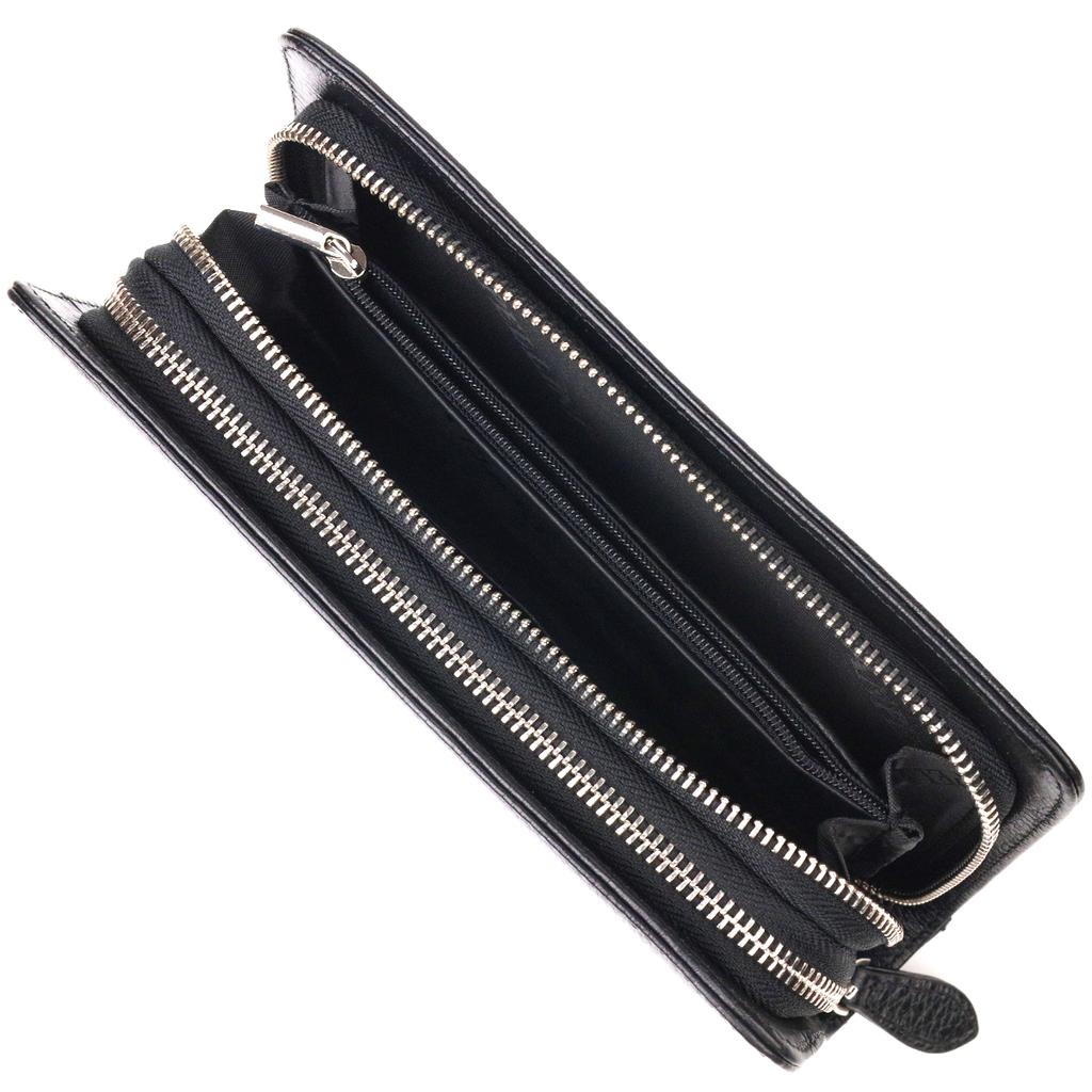 Original Men's Purse with Two Compartments Made of Genuine Grained Leather CANPELLINI 21567 Black