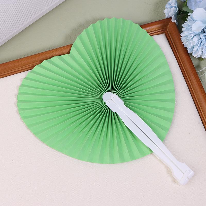 1Pc Wedding Heart-Shaped Paper Folding Fan For Birthday Party Souvenirs Anniversary Engagement Baby Baptisms Guest Gifts