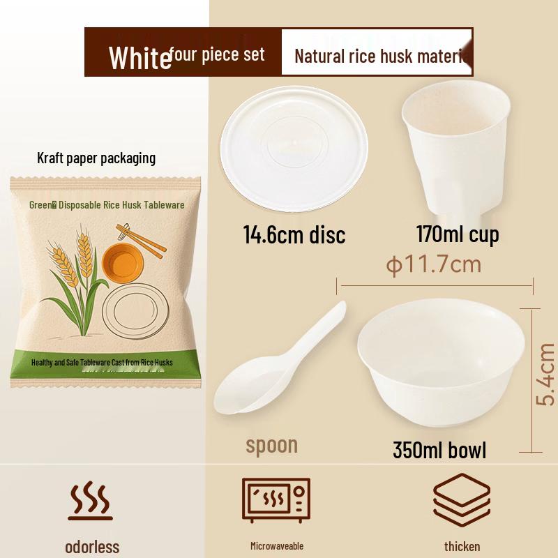 Qiwai Premium Rice Husk Disposable Dinnerware Set