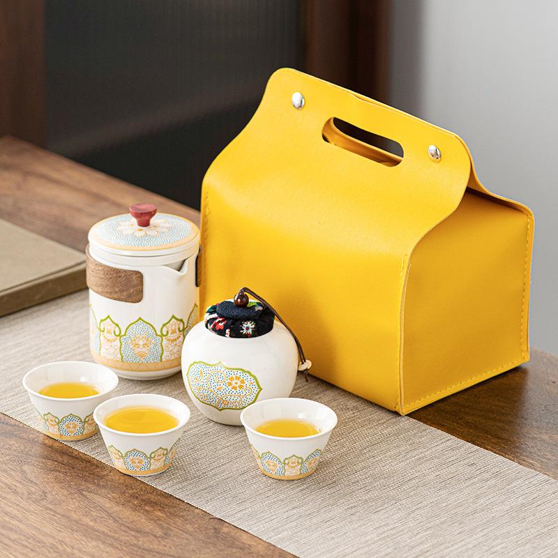 Travel Tea Set Portable Kung Fu Tea Set Small Set Outdoor Teapot Kuaike Cup Mid-Autumn Festival Gifts
