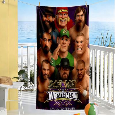 Wrestlemania Xxx: Legends Collide Customize Your Name Beach Towel High Absorbency & Quick-Dry