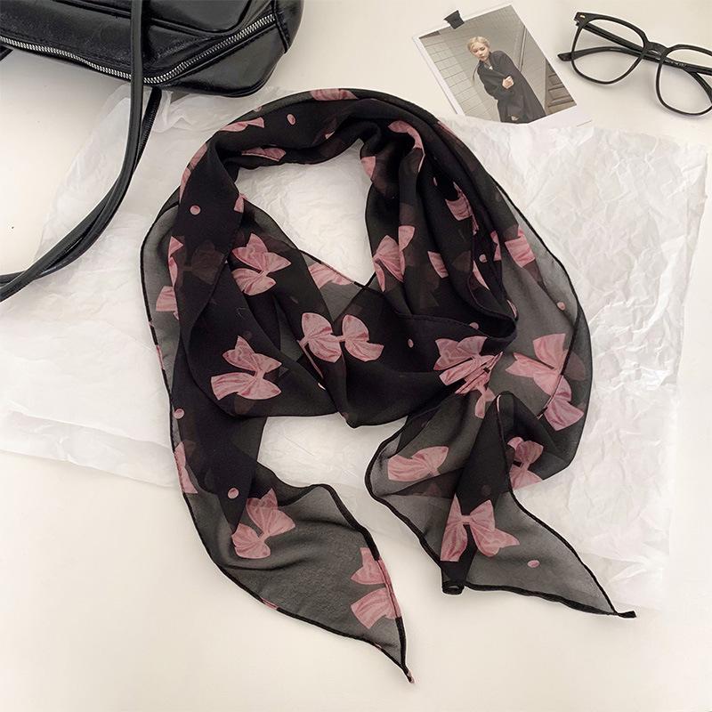 2025 New Women's Versatile French Polka Dot Silk Scarf: Spring/Summer Long Neck Tie & Headband