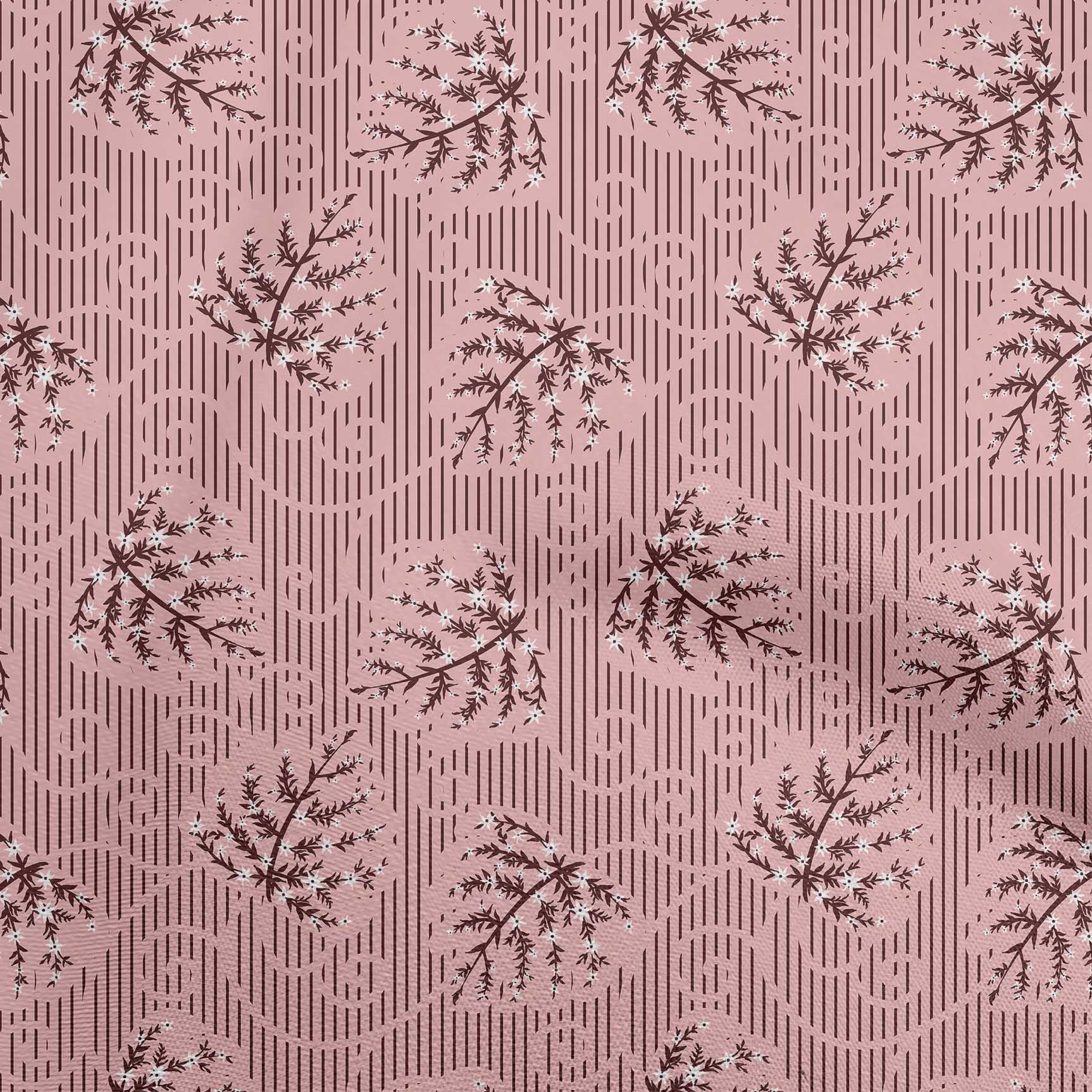 

oneOone Бавовна Flex Dusty Blue Тканина з абстрактним квітковим листям із смужками Матеріал сукні Тканина з принтом Тканина у дворі 40 дюймів 42 Inch Wide - Viscose Chiffon світло-рожевий колір