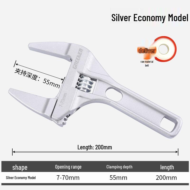 Multifunctional Large Opening Adjustable Wrench - Compact Hardware Tool