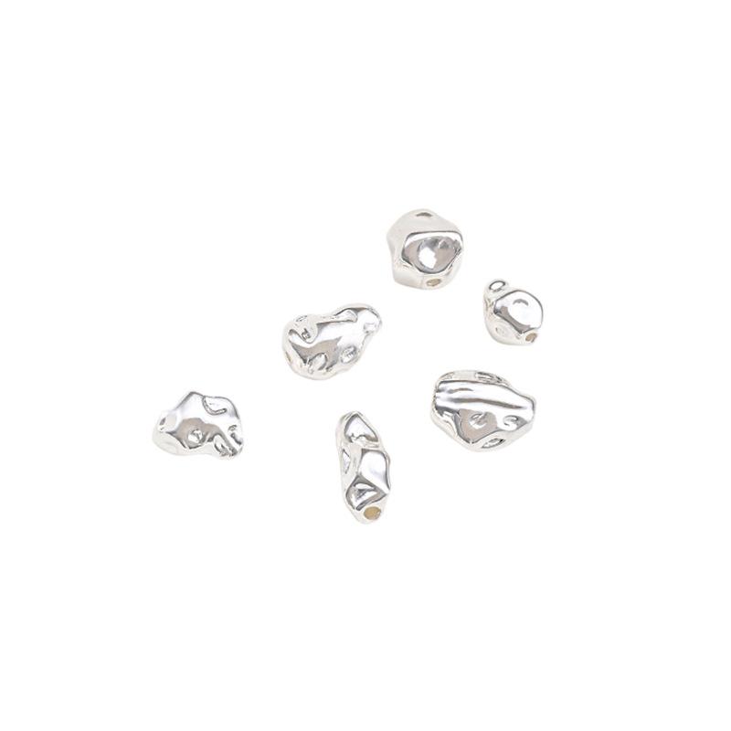 Color-Preserving Copper-Plated 925 Silver Irregular Spacer Beads for Baroque-Style DIY Pearl Jewelry