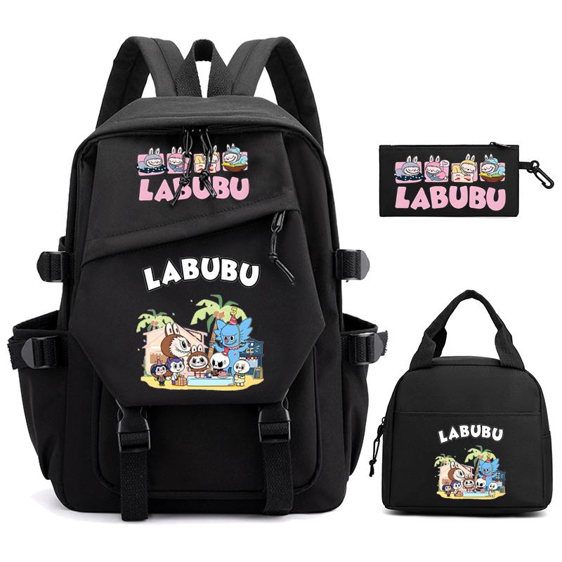 3Pcs/set Cute  Printed Backpack Pencil Case Lunch Bag Teenager Student Girl Boy Schoolbag Women Travel Laptop Bag Mochila