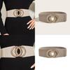 Womens Fall Leather Wide Belt With Serpentine Double Round Buckle For Coats