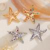 Luxury Starfish Stud Earrings Colorful Drop Earrings Trendy Crystal Stud Earrings  for Women