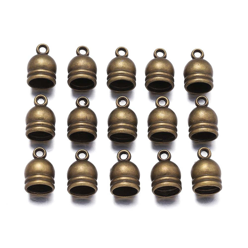 10Pcs/lot Necklace End Crimp Bead Leather End Caps Cord Cover Necklace Bracelet End Tip Cap DIY Jewelry Making Finding