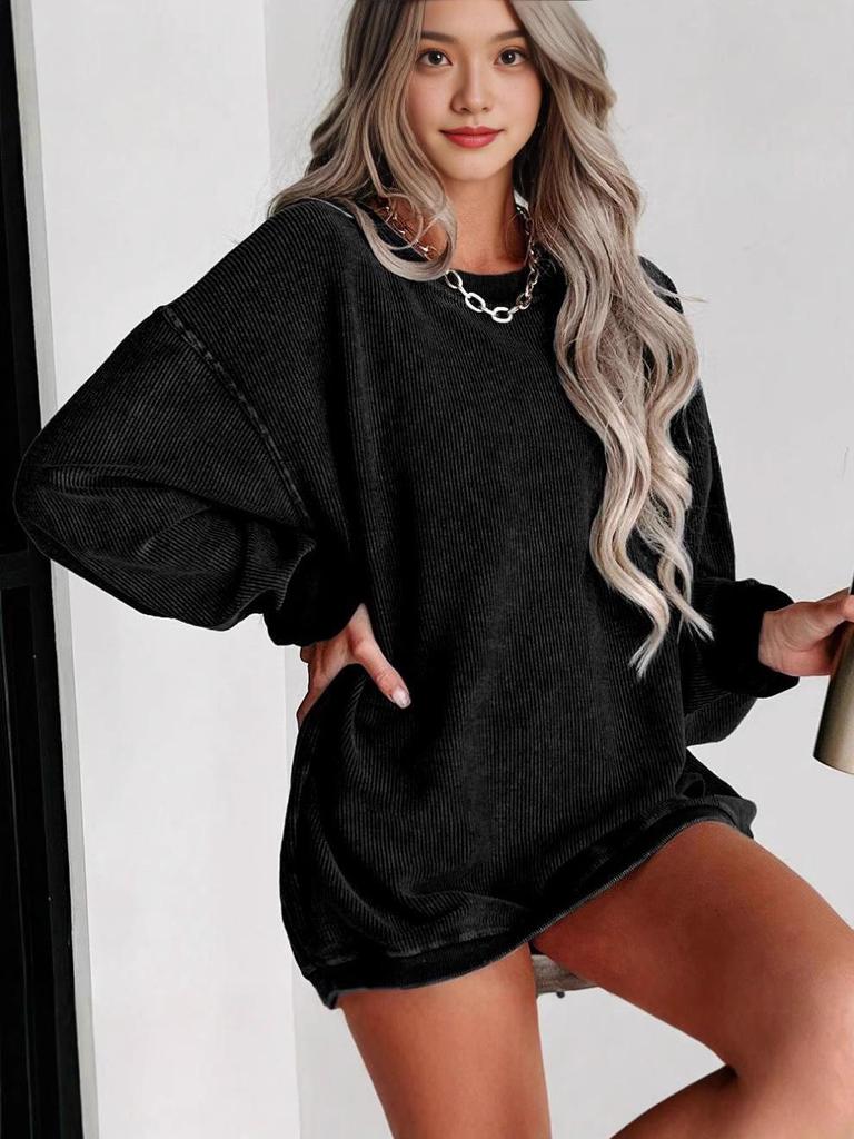 2025 European & American Casual Crew Neck Long-sleeved Pullover Sweatshirt - Autumn/Winter Fashion