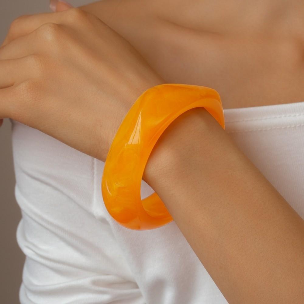 Rozmazaný Akrylový Náramek Pryskyřice Retro Prsten na Ruku Temperament Nepravidelný Široký Náramek Dívky