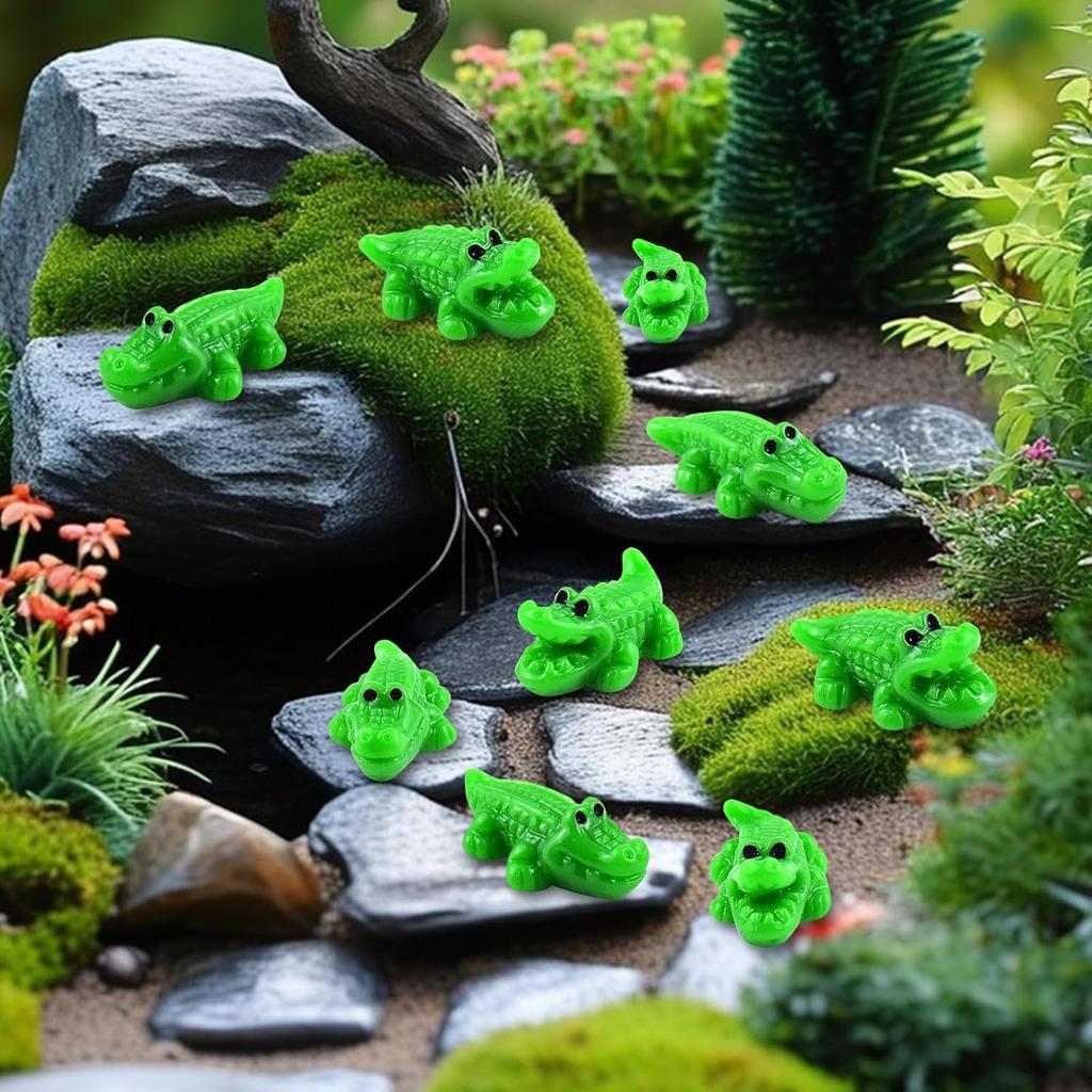100/50 Stück Mini-Krokodil-Tiere Kleine Harztiere für Puppenhaus Feengarten Landschaft Aquarium Feengarten Heimdekoration