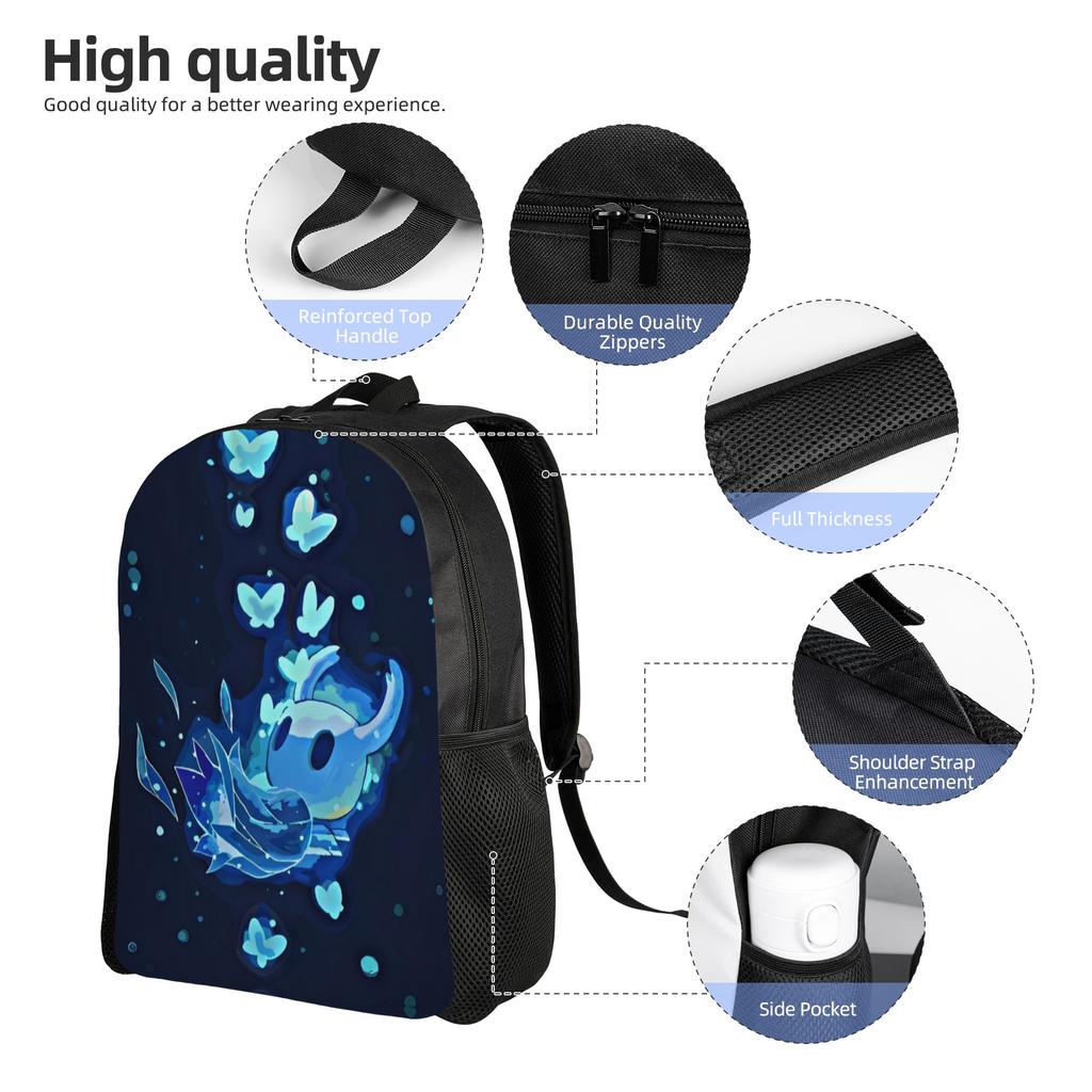 Zaino Giovanile Hollow Knight Zaino da Giorno per Attività all'Aperto Studenti Lavoro Azione Avventura per Uomini Donne Borsa in Tela per Computer Portatile