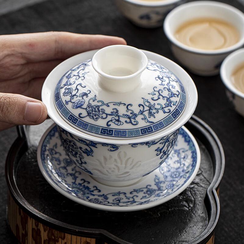 Chaxun Blue and White Linglong Porcelain Gaiwan