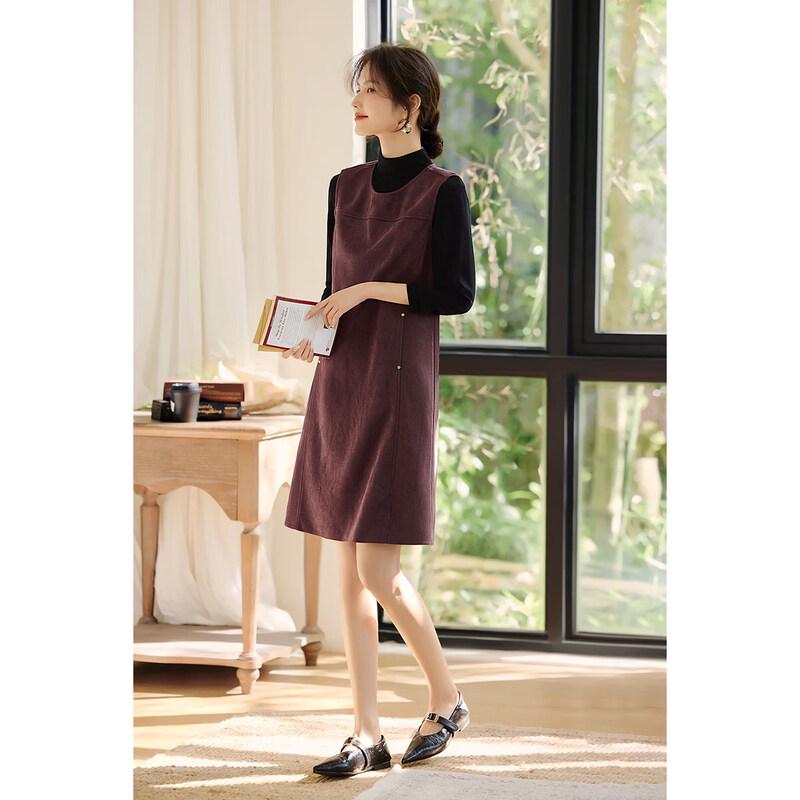 XWI Women's Two-Piece Suede Vest Dress & T-Shirt Set