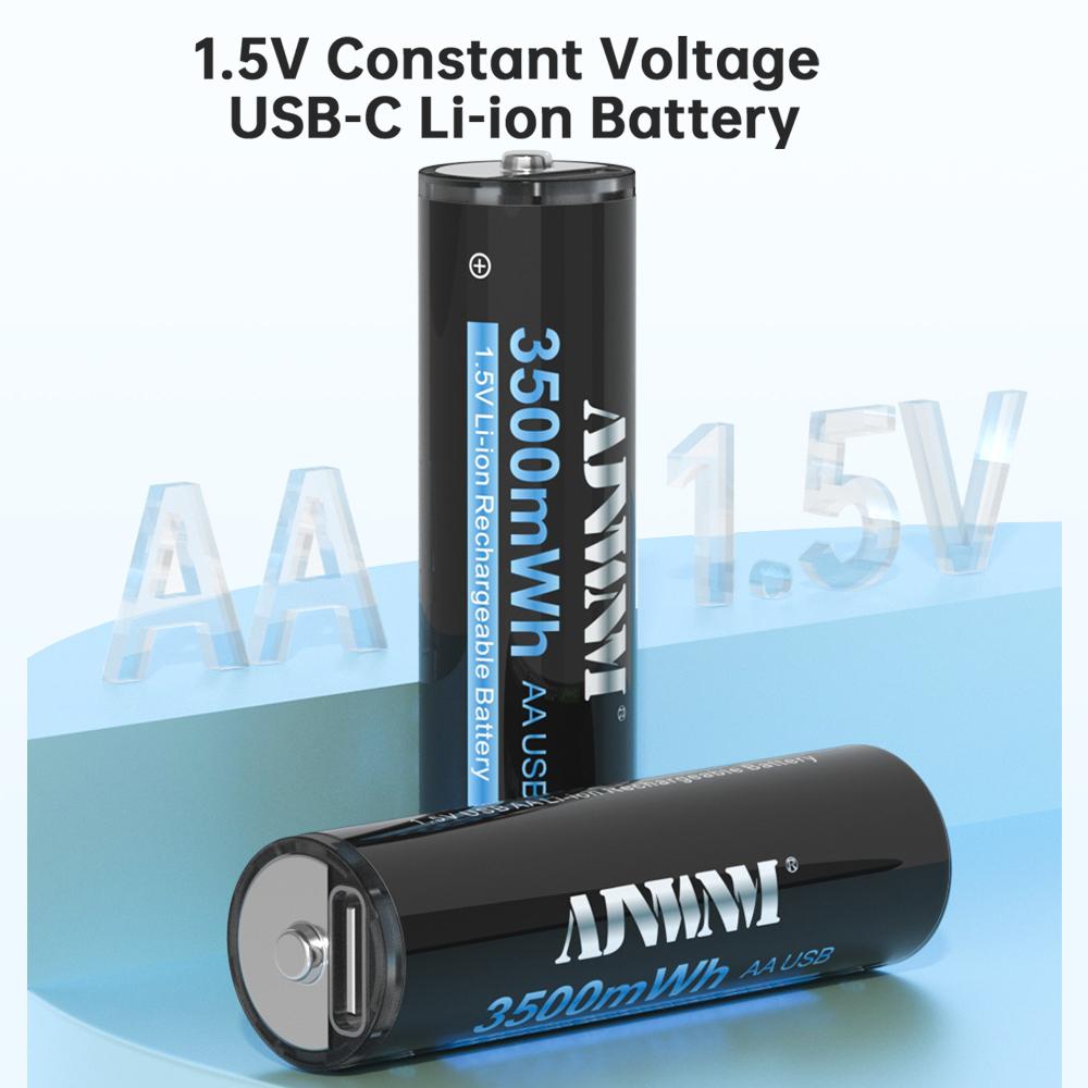 AJNWNM New 1.5V AA Li-ion Battery 3500mwh Li-Polymer USB Rechargeable Lithium USB Battery AA with USB Charging Function