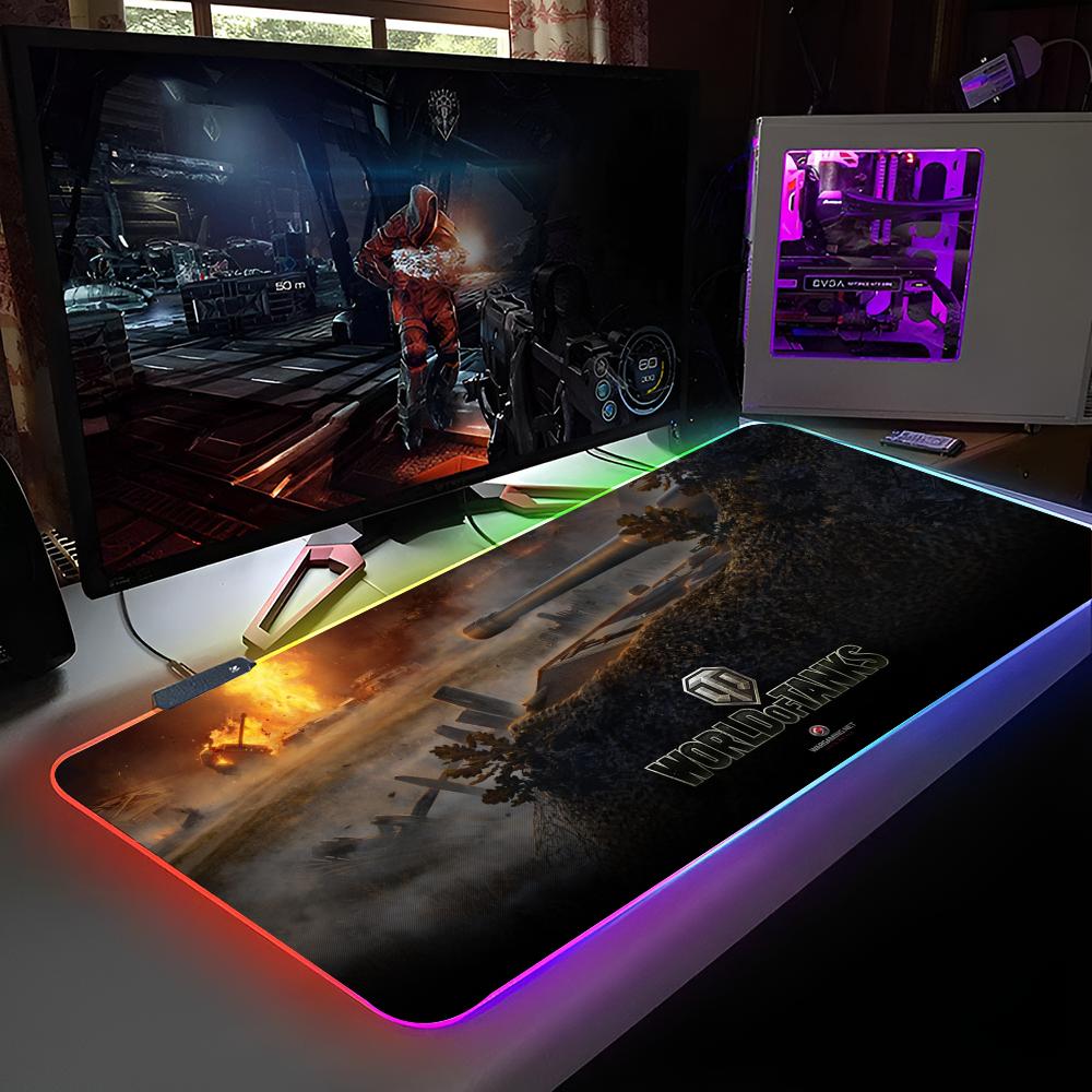 HD W-World Of T-Tanks Mouse Pad RGB Backlit Mouse Pad Laptop Mouse Pad Laptop Gamer Computer Desk Gaming Accessories