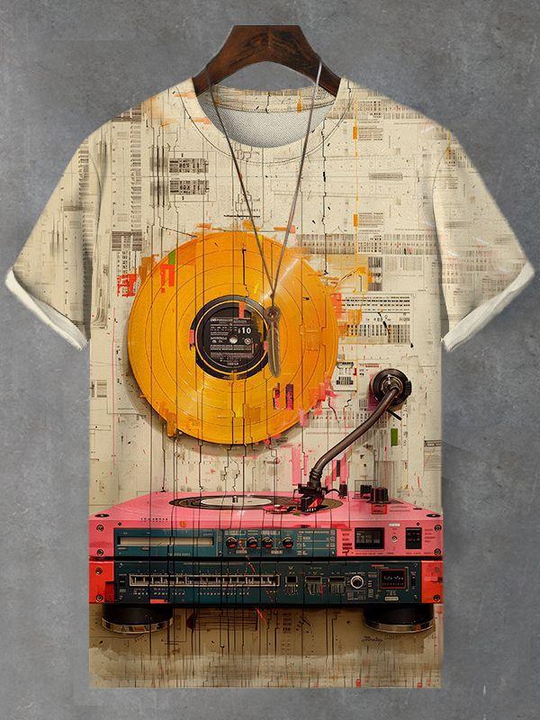 Übergröße Mode Damen T-Shirt Musik 3D T-Shirt Schwarz Weiß Streetwear Lässig Kurzarm Herrenbekleidung Party T-Shirts Oberteile