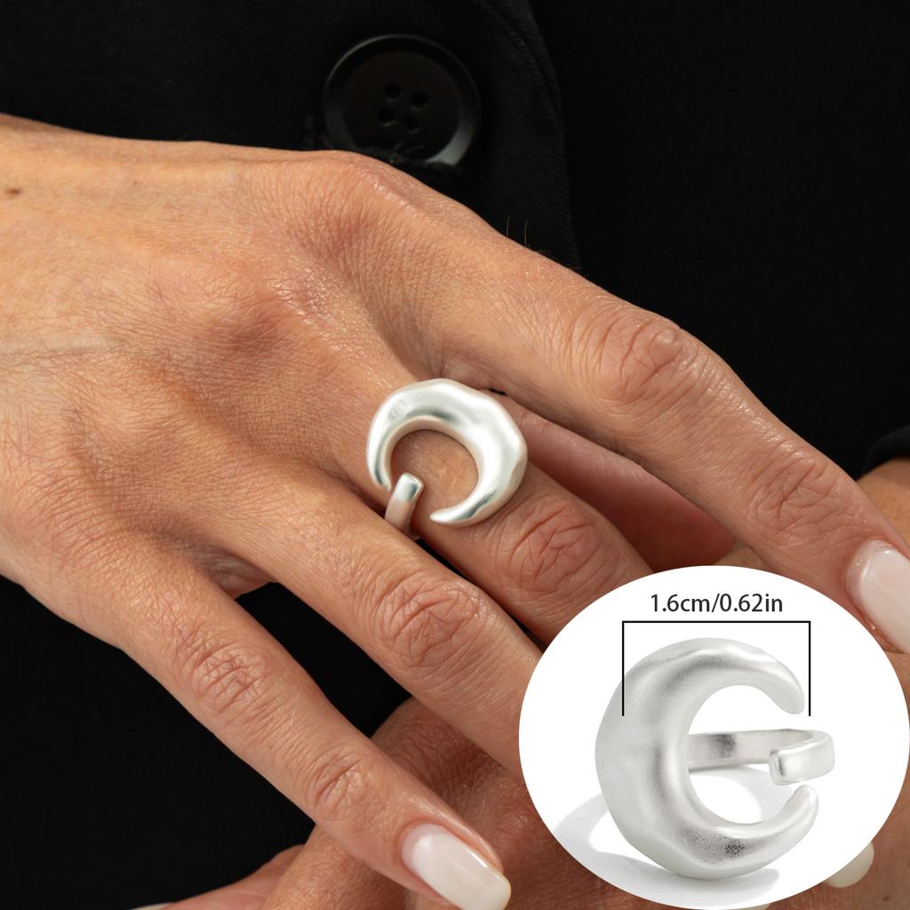 Matte Matte Love Wide Edge Ring Female, Metal Folded Matte Open Ring Index Finger Ring