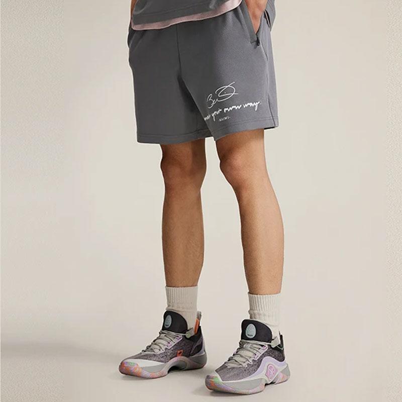 Li-Ning Wade Series Letter Print Ice Feel Loose Casual Shorts Men shorts Shadow-Gray AKSU371-1