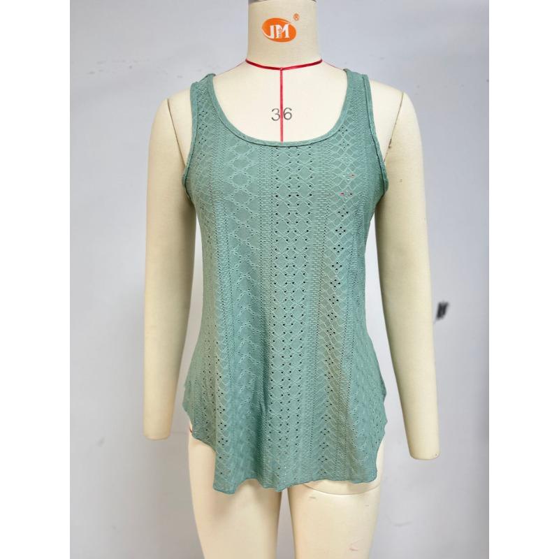 T-shirt da donna estiva Nuova maglietta senza maniche ampia con scollo tondo
