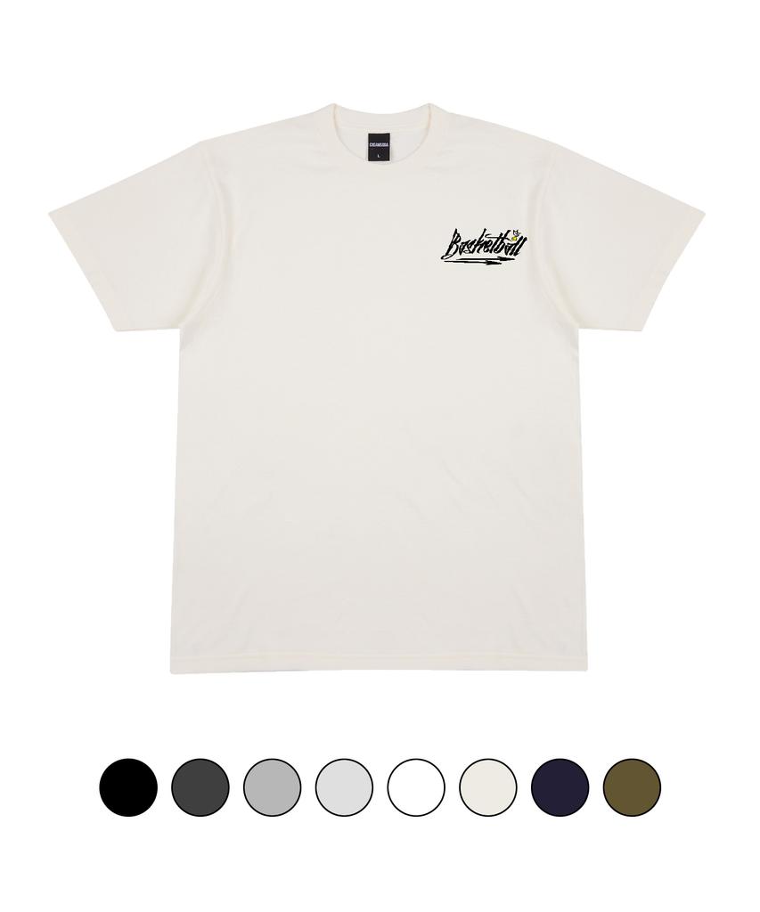 CREAM SODA LAB Basketball Short Sleeve T-Shirt Oversized Ivory Black