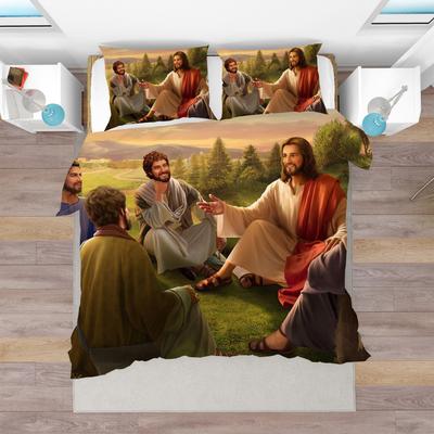 Jesus Christus König Königin Bettbezug Christentum Bettwäscheset Westliche Religion Bettdeckenbezug Blaugrün Polyester Bettbezug
