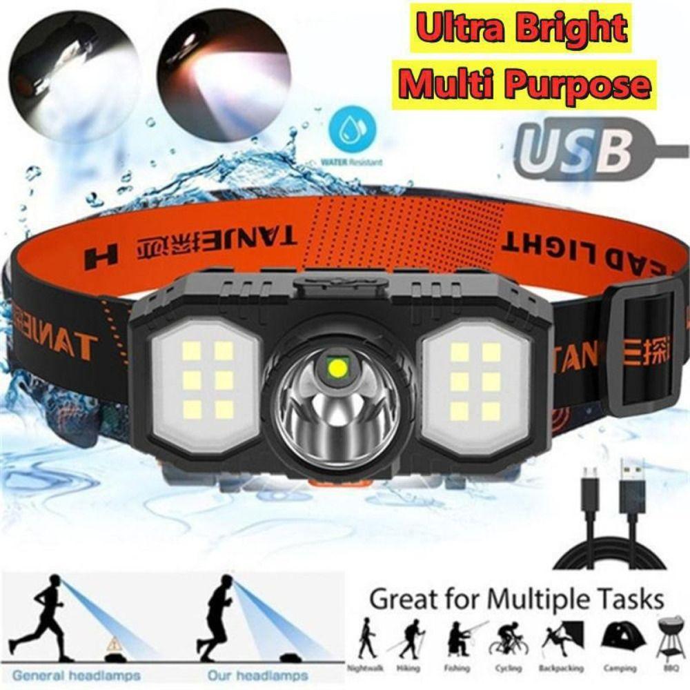 

Rechargeable Emergency Headlight Super Bright USB Head Torch LED Headlamp
