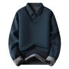 Men's Casual Color-blocking And Patchwork Style Two-piece Hoodie, Men's Loose V-neck Patchwork Lapel Shirt Hoodie