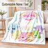 Care Bears Custom Name Flannel Throw Blanket Soft Warm for Sofa Bed Indoor Home Use