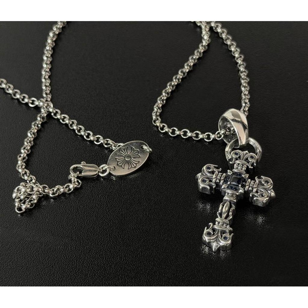 Used Necklace Silver Tiny Filigree Cross Stamped Silver925