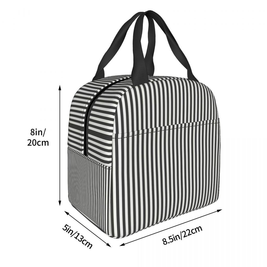 Vertical And Horizontal Diagonal Stripe Design Pattern Insulated Lunch Bag for Women Children Food Boxes Thermal Lunch Box Tote