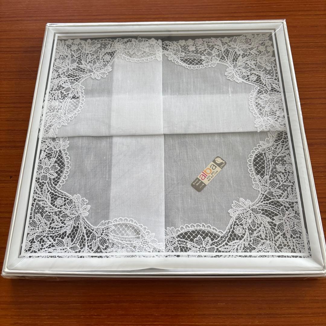 New, unused, lace handkerchief, embroidered handkerchief