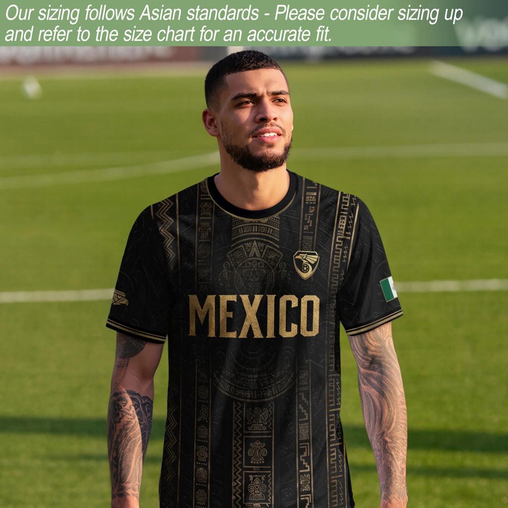 Men's Casual Soccer Jersey Short Sleeve Top Featuring Mexico Themed Graphic Print Lightweight Breathable Fabric Comfortable Fit