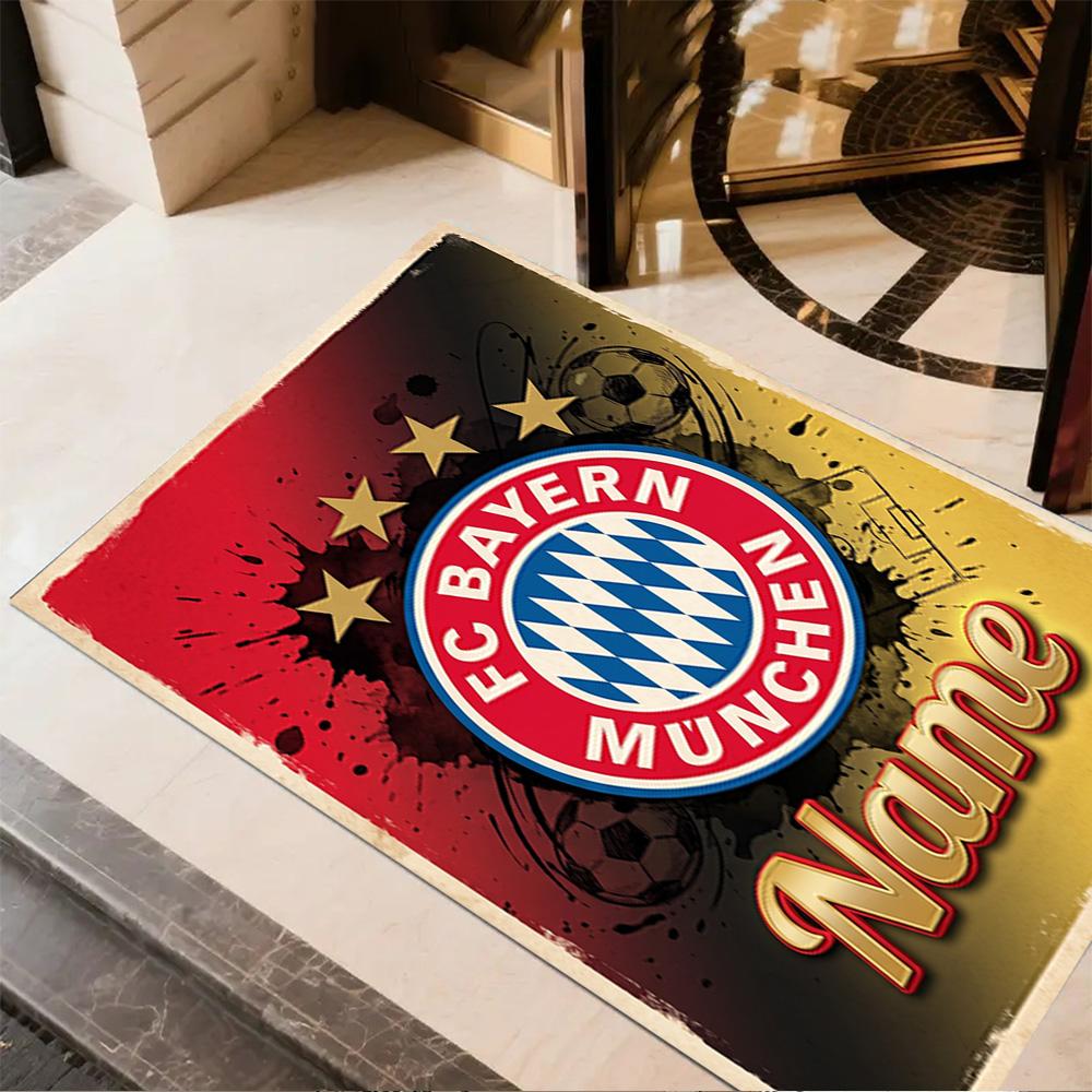 Bayern Munich Soccer Poster Carpet Design for Playrooms Study Room Dining Room Entryway Anti-slip Rug Anime Office Decor Best for Christmas