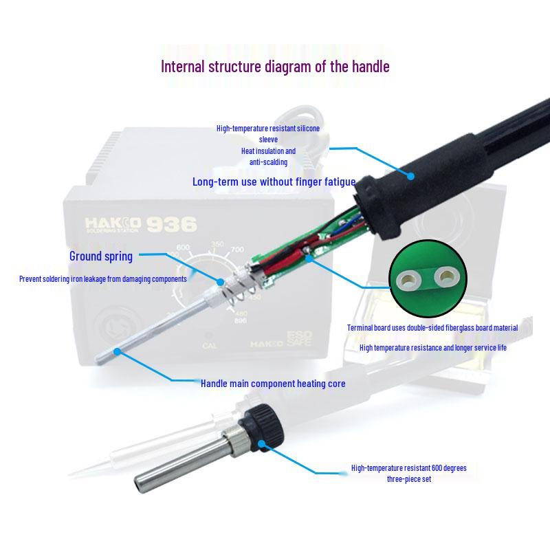 936/969 Electric Soldering Iron Handle with 5-Pin/7-Hole Accessories for Repair and Welding